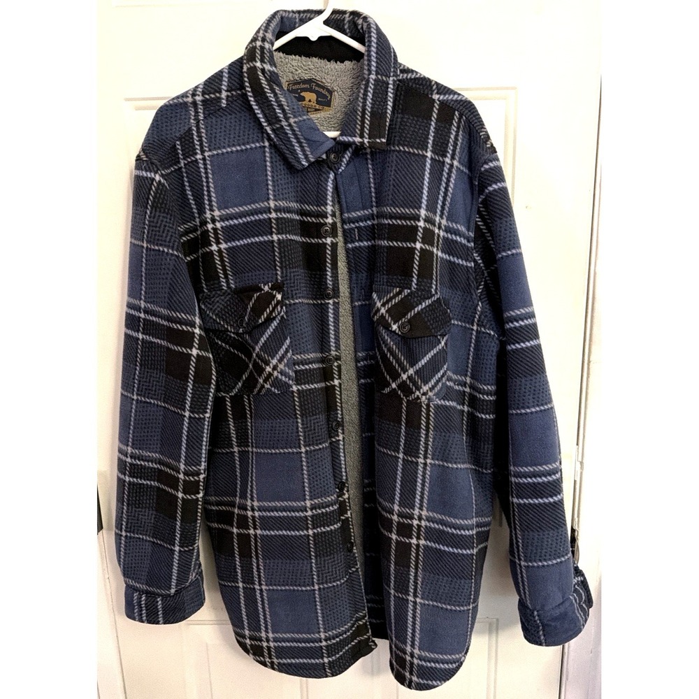 Freedom Foundry Sherpa Lined Flannel Shacket Plaid Mens XXL Heavyweight Jacket